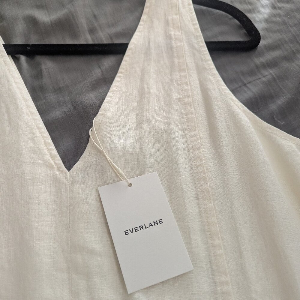 Sleeveless Linen Dress- Off-White, lined